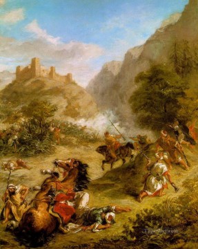 ウジェーヌ・ドラクロワ Painting - 山中で小競り合いをするアラブ人 1863 年 ウジェーヌ・ドラクロワ